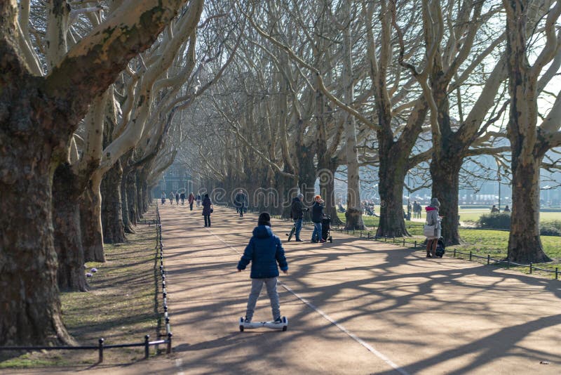 Gdynia, Pomorskie/Polônia - fevereiro, 27, 2019: Parque de Kasprowicz em Szczecin Pedestres de passeio em aleias do parque fotografia de stock Gdynia, Pomorskie/Polônia - fevereiro, 27, 2019: Parque de Kasprowicz em Szczecin Pedestres de passeio em aleias do parque fotografia de stock