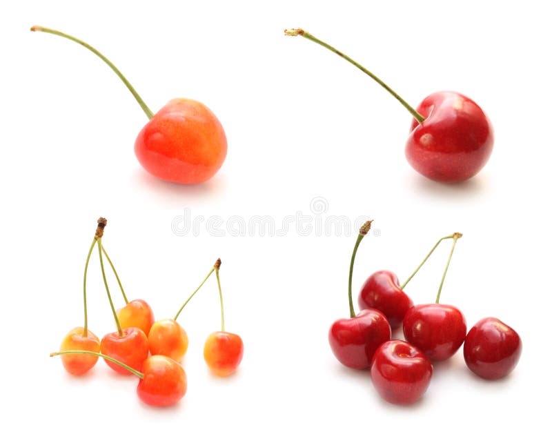 Geïsoleerdee Reeks Oranje Kers En Rode Kers Stock Afbeelding - Image of voedsel, vrucht: