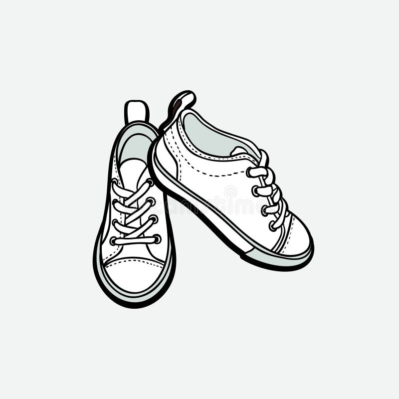 Ge?soleerde het paar van tennisschoenenschoenen Hand getrokken vectorillustratie zwart-witte schoenen De sportlaarzen overhandige stock illustratie Ge?soleerde het paar van tennisschoenenschoenen Hand getrokken vectorillustratie zwart-witte schoenen De sportlaarzen overhandige stock illustratie