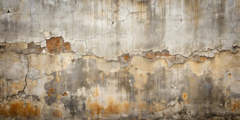 Gealterte verwitterte Wandtextur Risse Peeling Gips und belichtete Unterschicht. Generative AI vektor abbildung