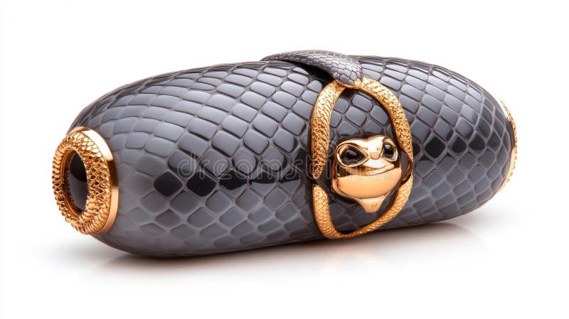 Geantă de Lux cu Snake and Frog Detaliind pe fond alb izolat stock illustration