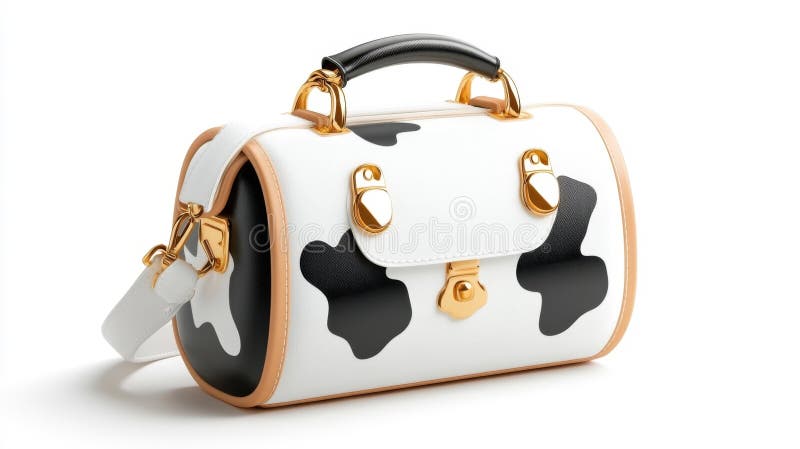 Geantă de mână Chic Cow Print Designer pe fond alb izolat vector illustration