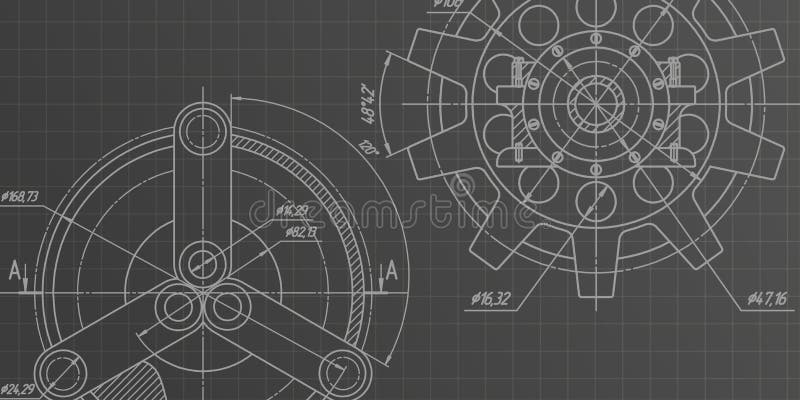 Gear Background.Technological Black Background.Engineering Education