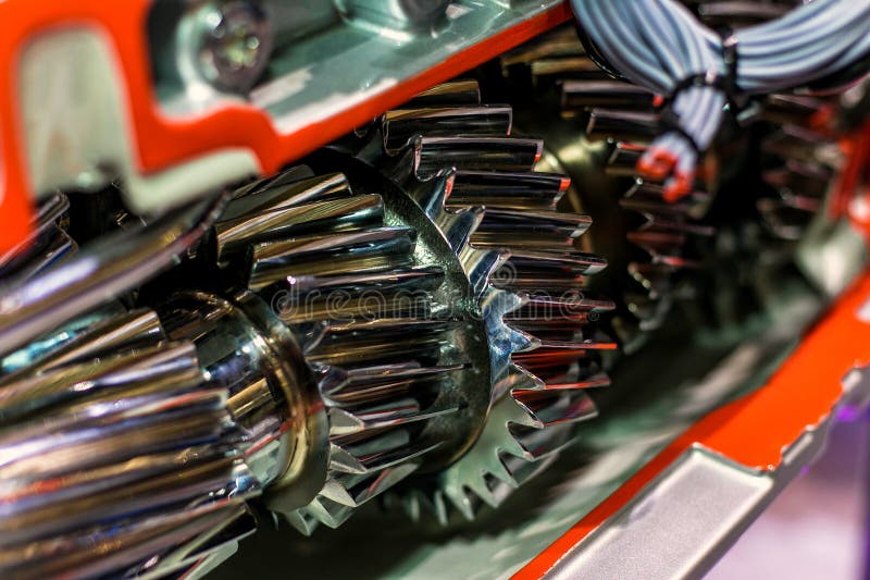Motor Gears Disassembled with Oil Stock Image Image of background