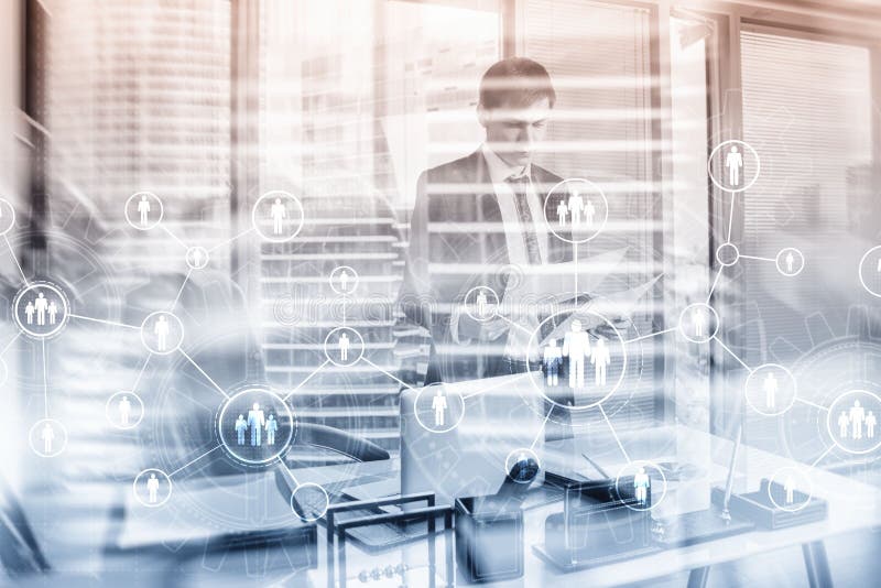 Gear Connection Concept and Human resources managemen on office background royalty free stock image