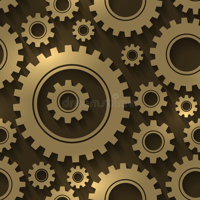 Gear design abstract background. Gears and cogwheels vector seamless pattern stock illustration