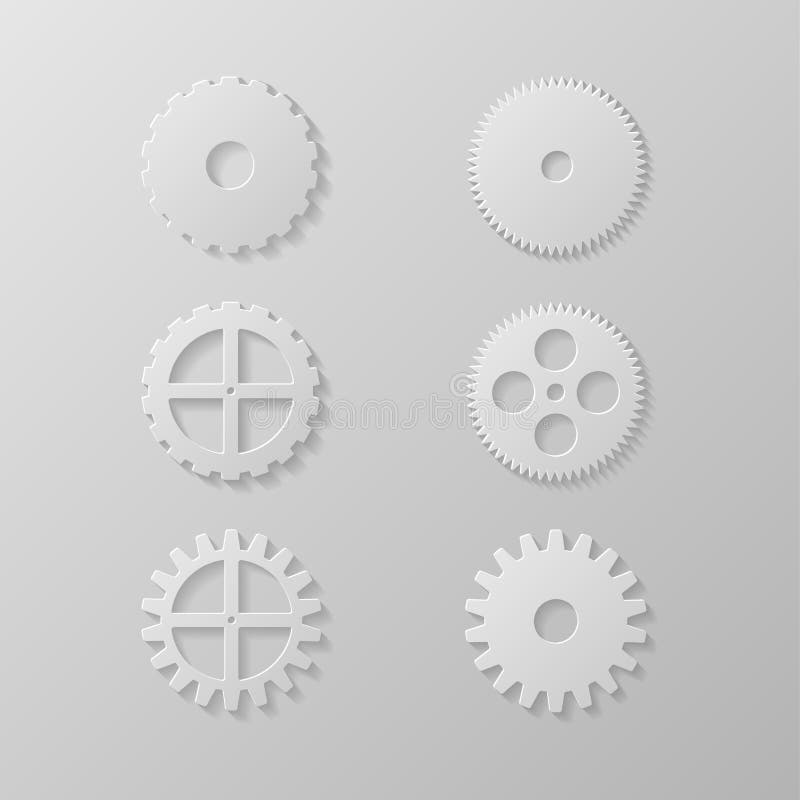 Gear Icons Set on a Grey Background. Vector Illustration Stock Vector