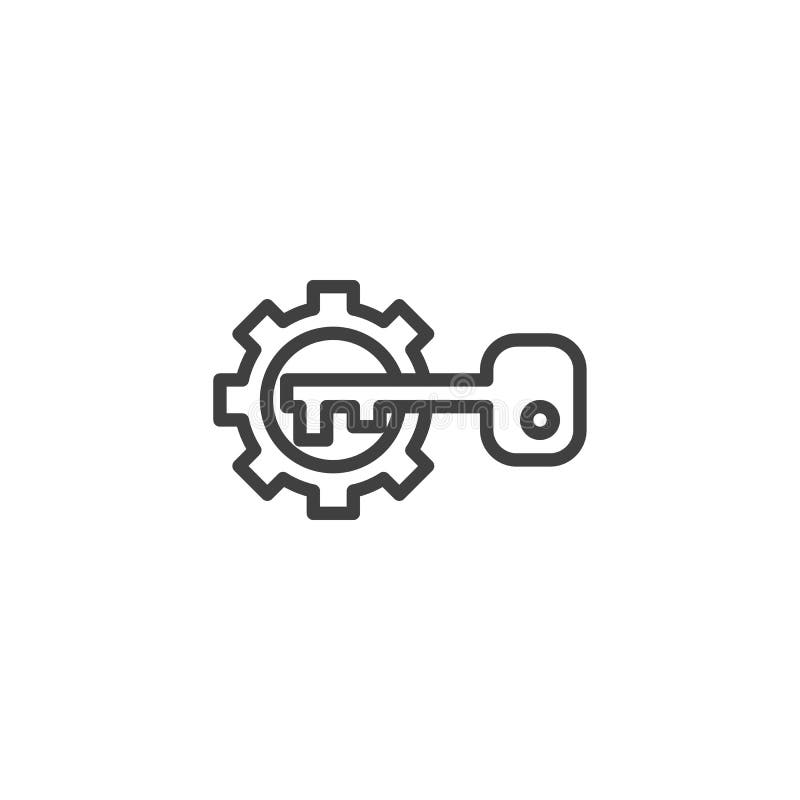 Gear and key line icon stock vector. Illustration of perfect 150284989