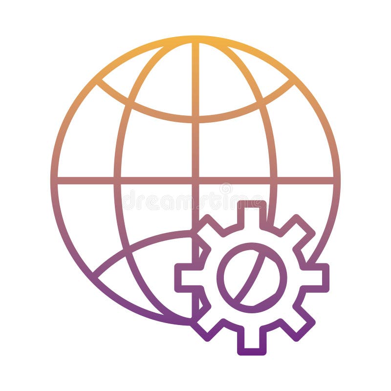 Gear machine work with sphere browser gradient line style icon stock illustration