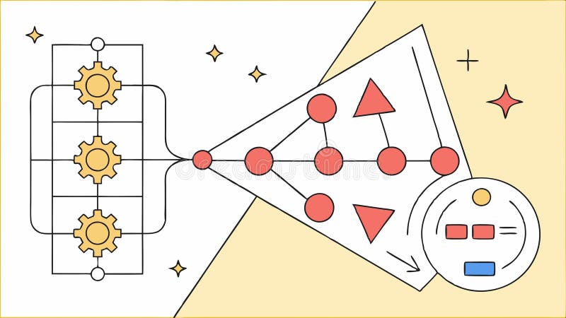 Gear mechanism with arrows, process flow and system illustration vector design Generative AI vector illustration