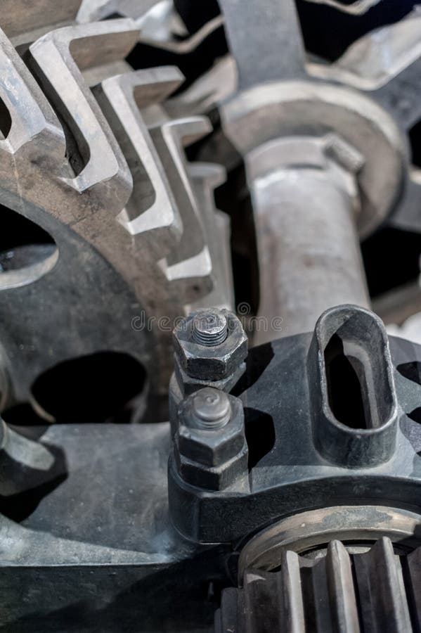 Gear mechanisms retro vintage stock images