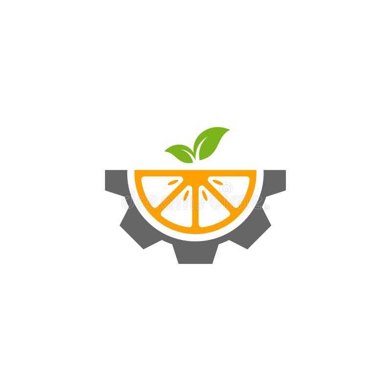 Gear with Modern Fresh Orange Logo Vector Illustration, Fresh Orange