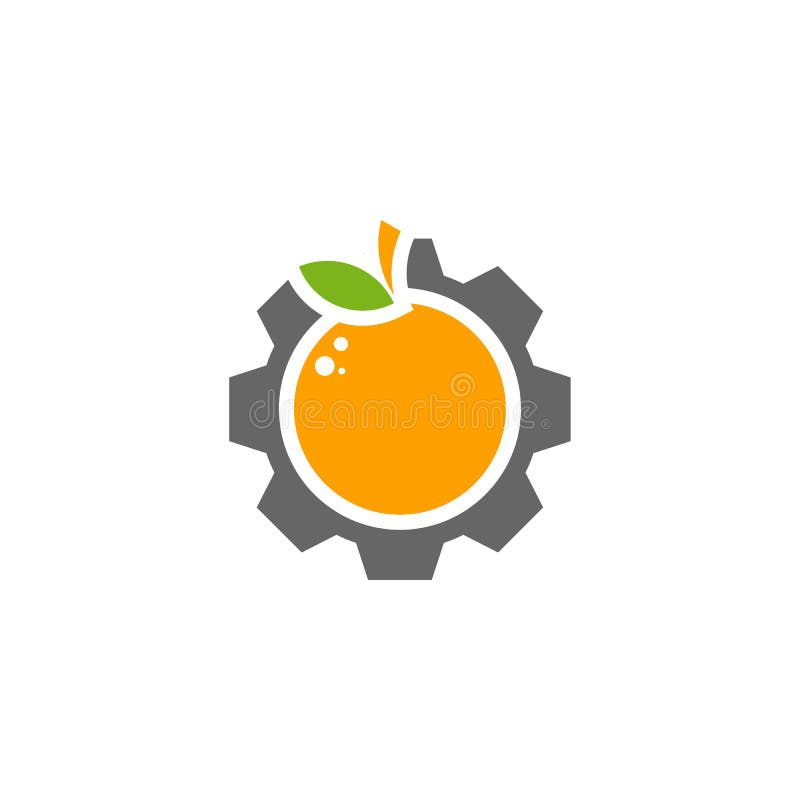 Gear with Modern Fresh Orange Logo Vector Illustration, Fresh Orange