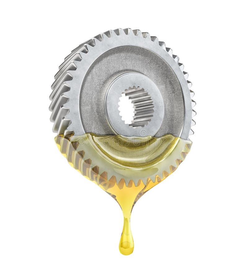 Gear in Oil Isolated on a White Background. Stock Illustration