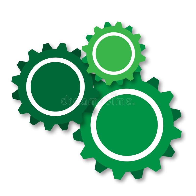 Gear Turning Illustration, Green, Vector Illustration Stock Vector