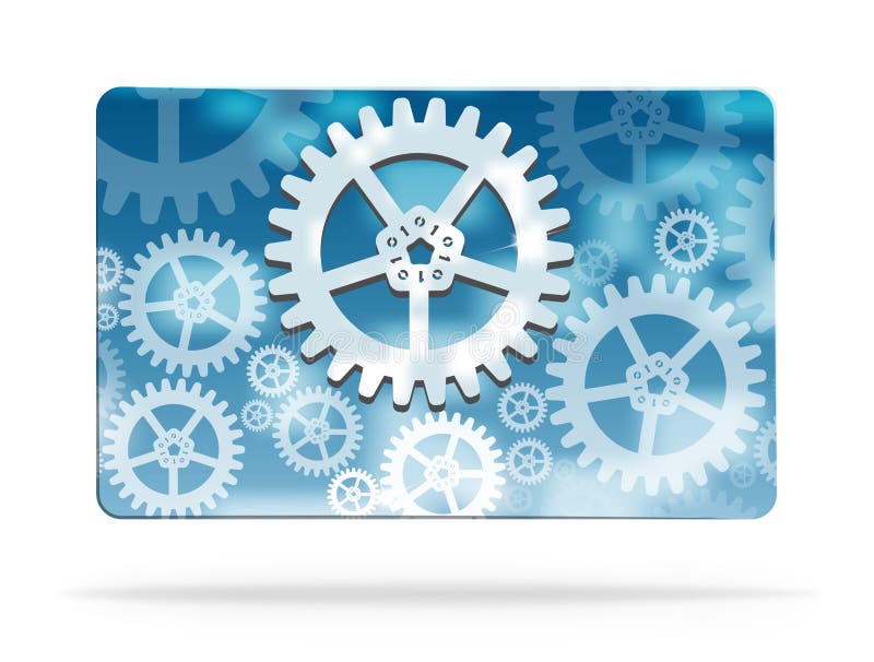 Gear Wheel Cloud and Communication and Network Flat Design Stock Vector