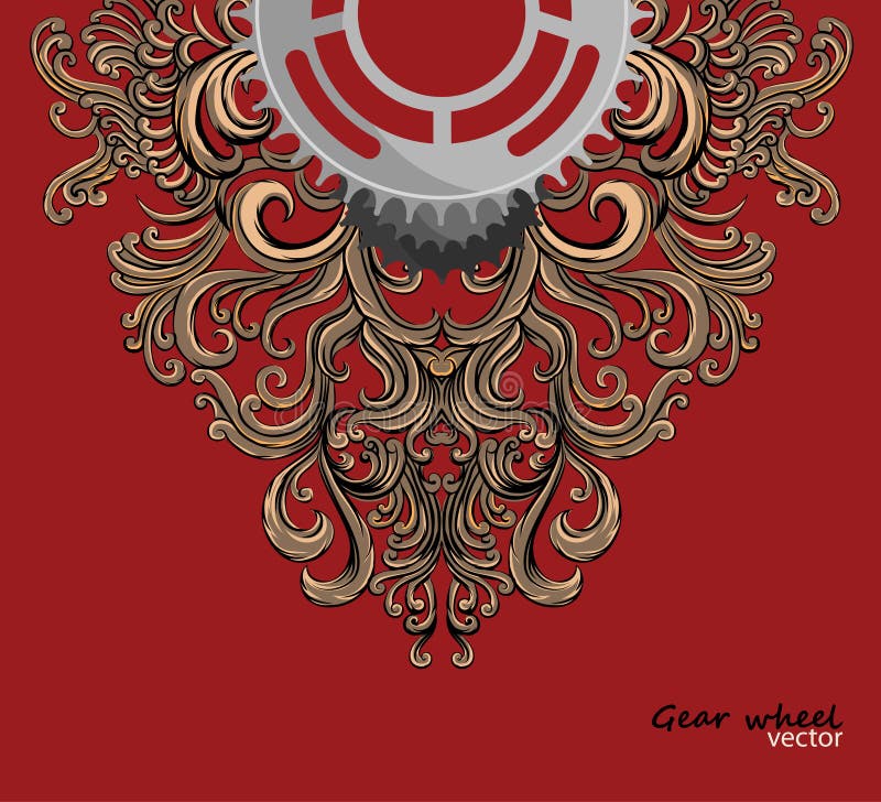 Gear Wheel with Art Pattern Stock Vector Illustration of vector, floral 78987586