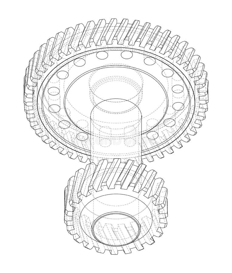Gear Wheel. Vector Rendering of 3d Stock Vector Illustration of