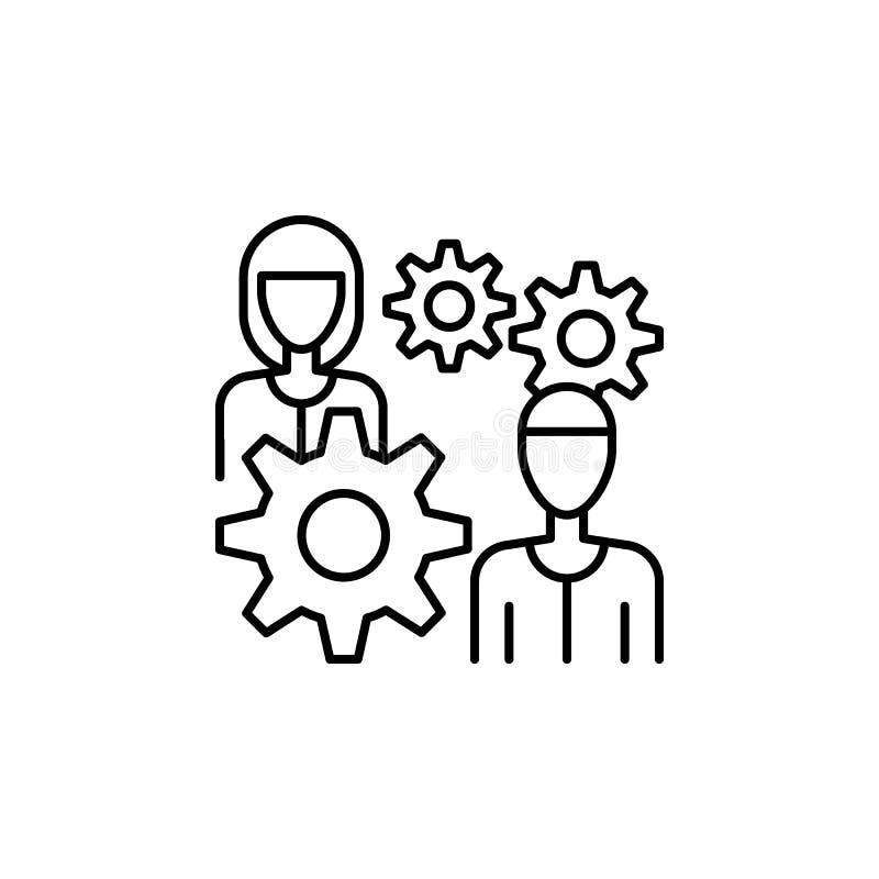 Gears, avatar, woman, man icon. Simple line, outline vector elements of teamwork for ui and ux, website or mobile application royalty free illustration Gears, avatar, woman, man icon. Simple line, outline vector elements of teamwork for ui and ux, website or mobile application royalty free illustration