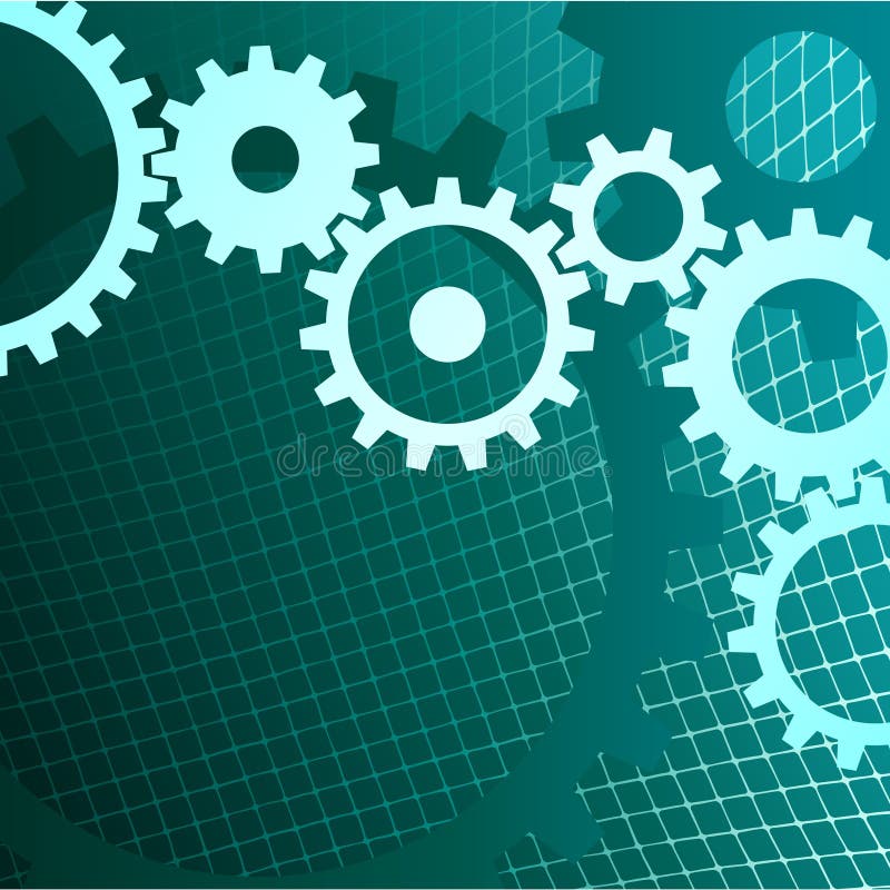 Gears background with techno grid vector illustration Gears background with techno grid vector illustration
