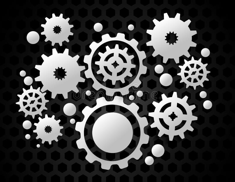 Cogs - Gears on Black Background Stock Vector - Illustration of