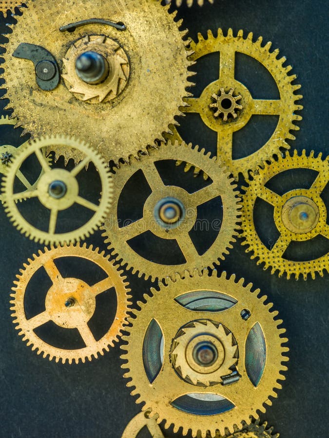 Gears and cogs clock stock photo. Image of industry 208879480