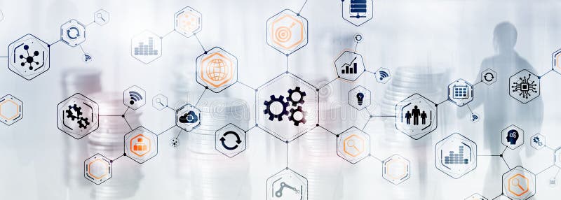 Gears icons engineering manufacturing automation innovation structure abstract concept. Digital system concept stock images, royalty-free photos and pictures