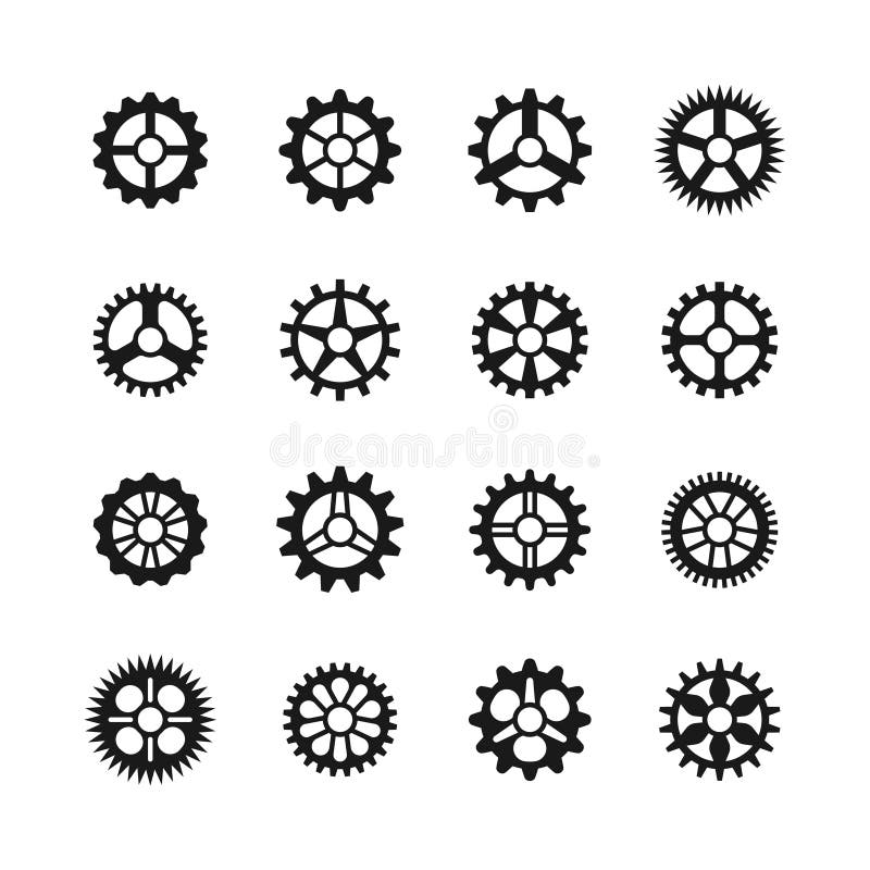 Gears Icons. Vector Clock Gear Set and Transmission Cogwheels Isolated  Stock Vector - Illustration of clock, object: 85402975
