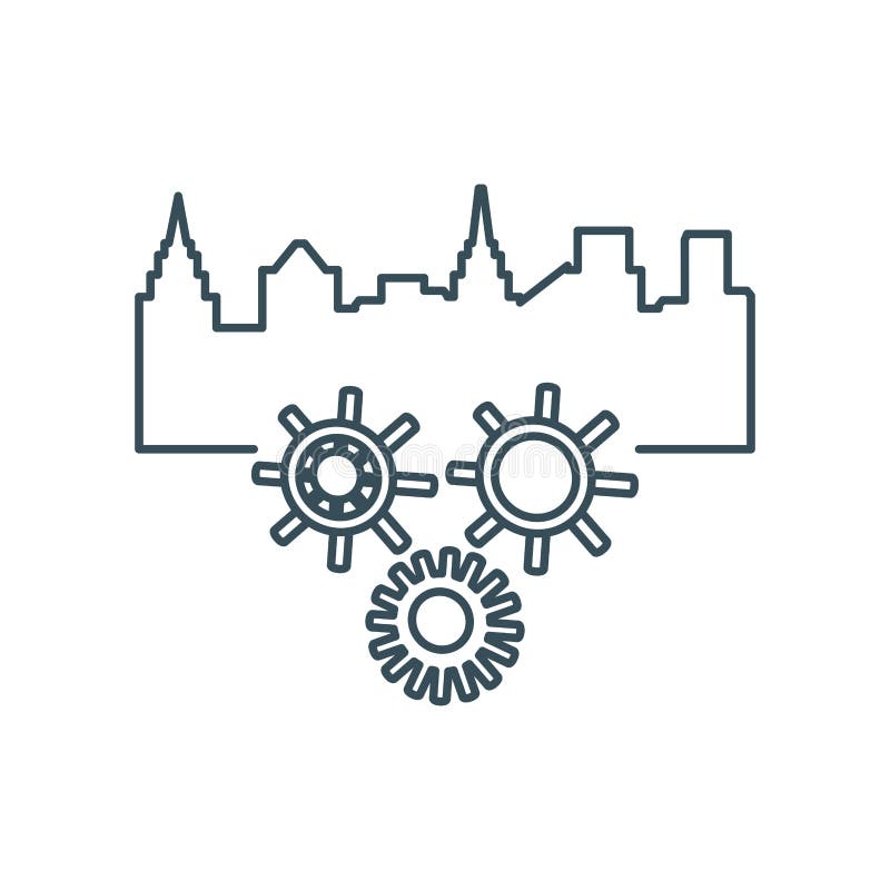 Gears machine with cityscape icon royalty free illustration