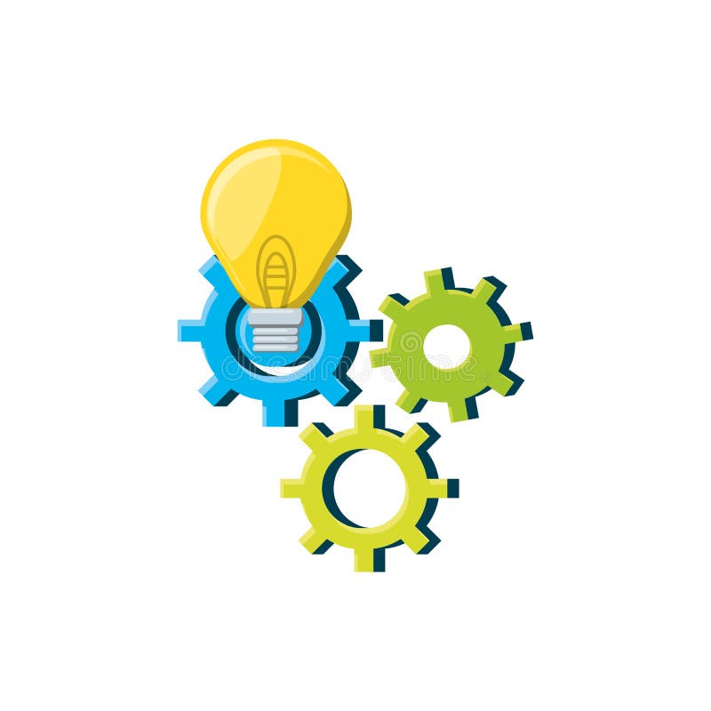 Gears machine with light bulb royalty free illustration