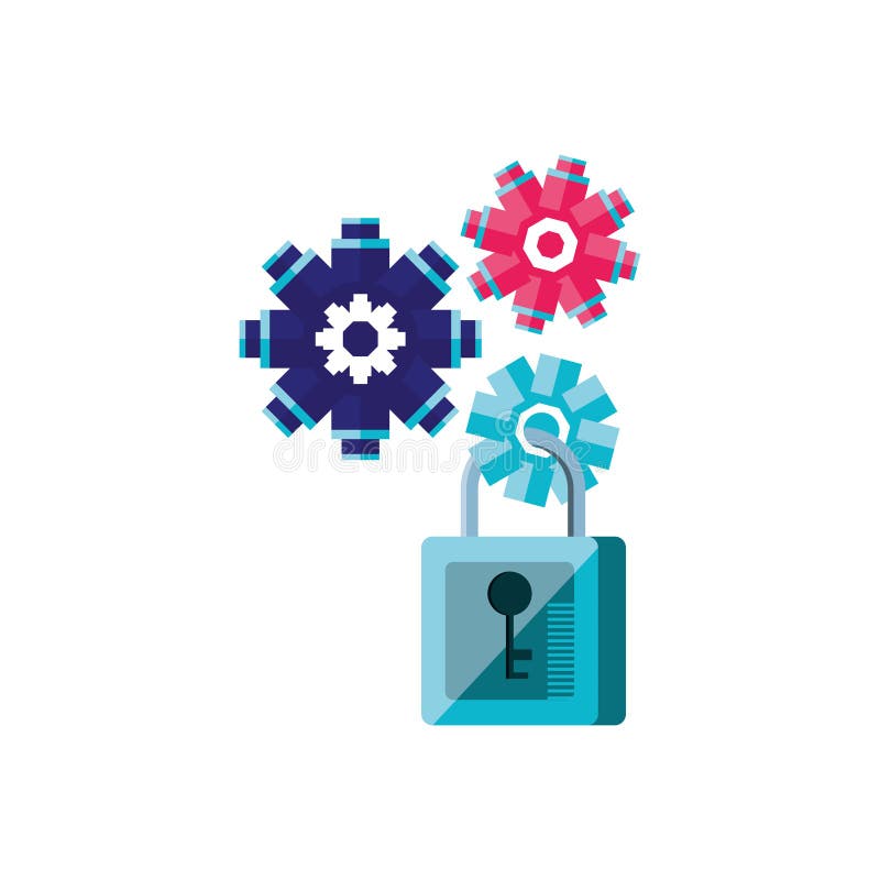 Gears machine with padlock vector illustration