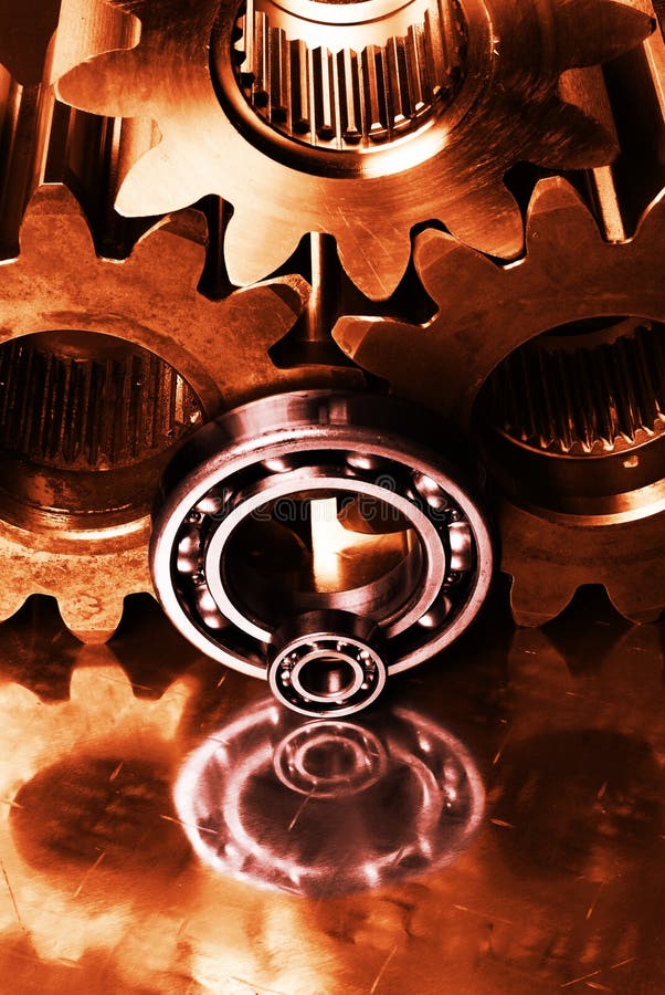 Gears, machine parts in action