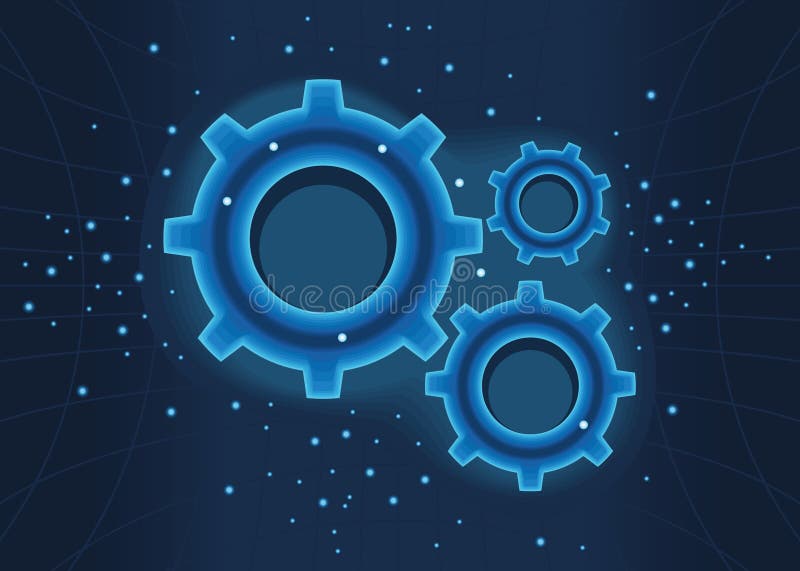 Gears machine realistic tech stock illustration