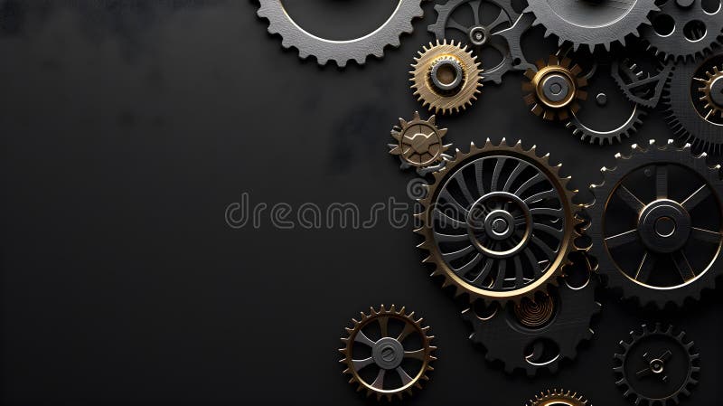 Gears from mechanics on a black background royalty free stock photo
