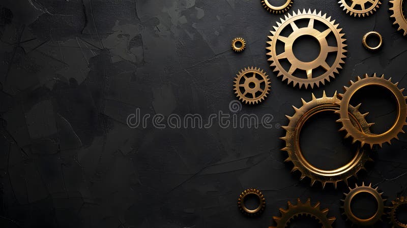 Gears from mechanics on a black background royalty free stock photo