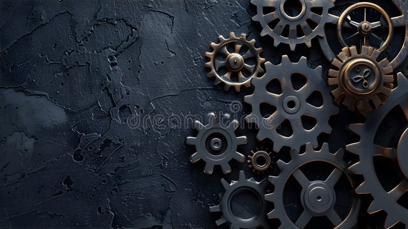 Gears from mechanics on a black background stock photos