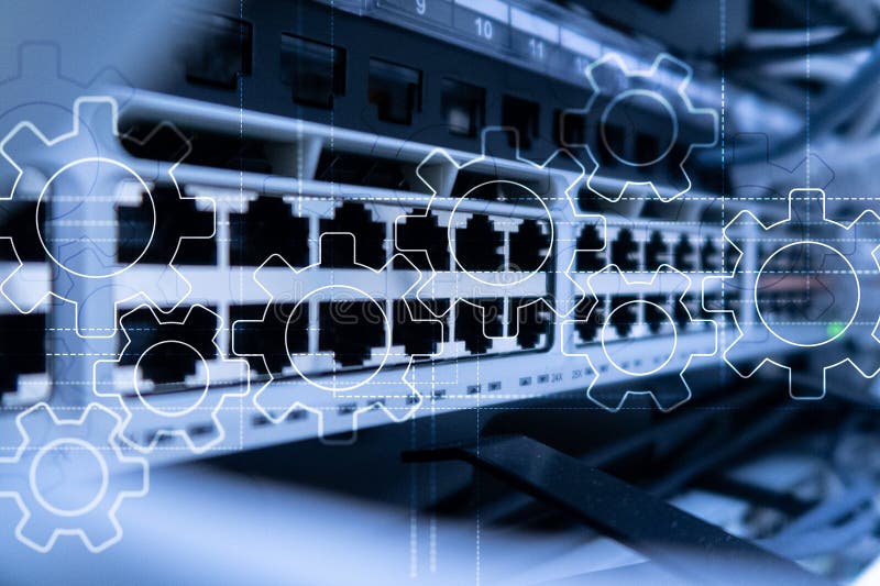 Gears mechanism, digital transformation, data integration and digital technology concept stock images