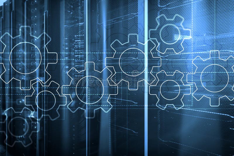 Gears mechanism, digital transformation, data integration and digital technology concept royalty free stock photos