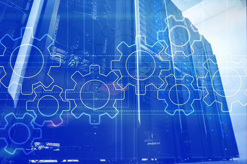 Gears mechanism, digital transformation, data integration and digital technology concept. royalty free stock images