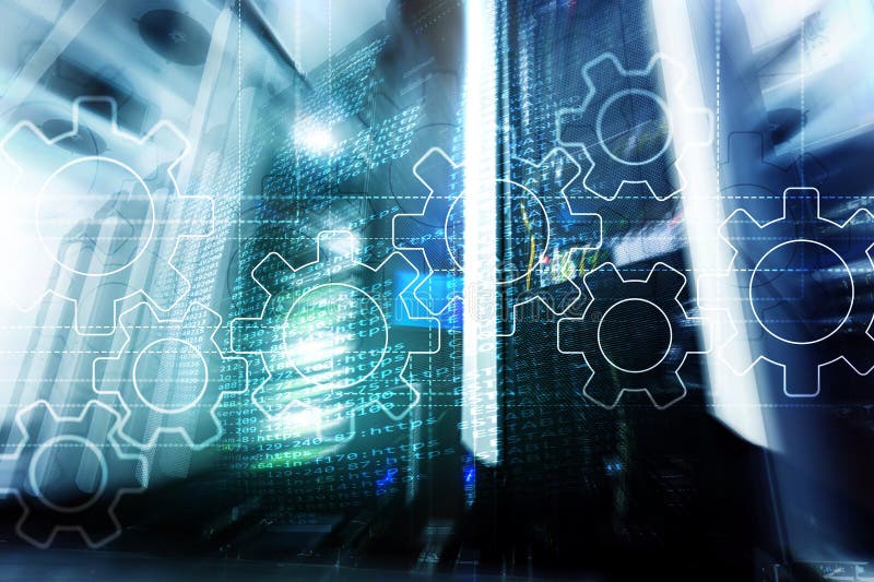 Gears mechanism, digital transformation, data integration and digital technology concept royalty free stock images