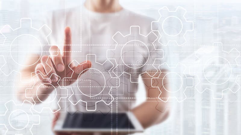 Gears mechanism, digital transformation, data integration and digital technology concept royalty free stock photos