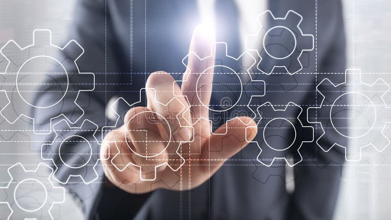 Gears mechanism, digital transformation, data integration and digital technology concept. royalty free stock images