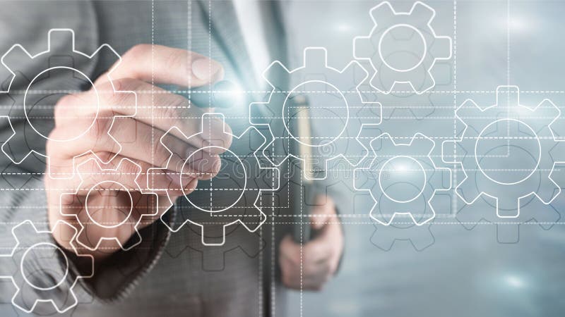 Gears mechanism, digital transformation, data integration and digital technology concept royalty free stock photos