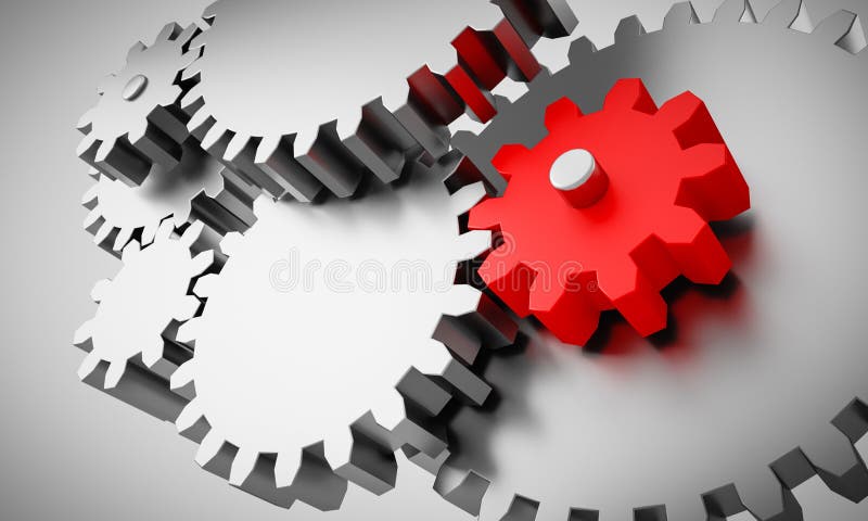 Gears with one little red wheel