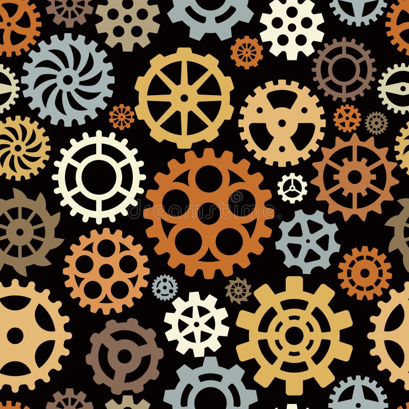Gears Pattern. Round Shape Technical Circle Shapes Mechanical Vector