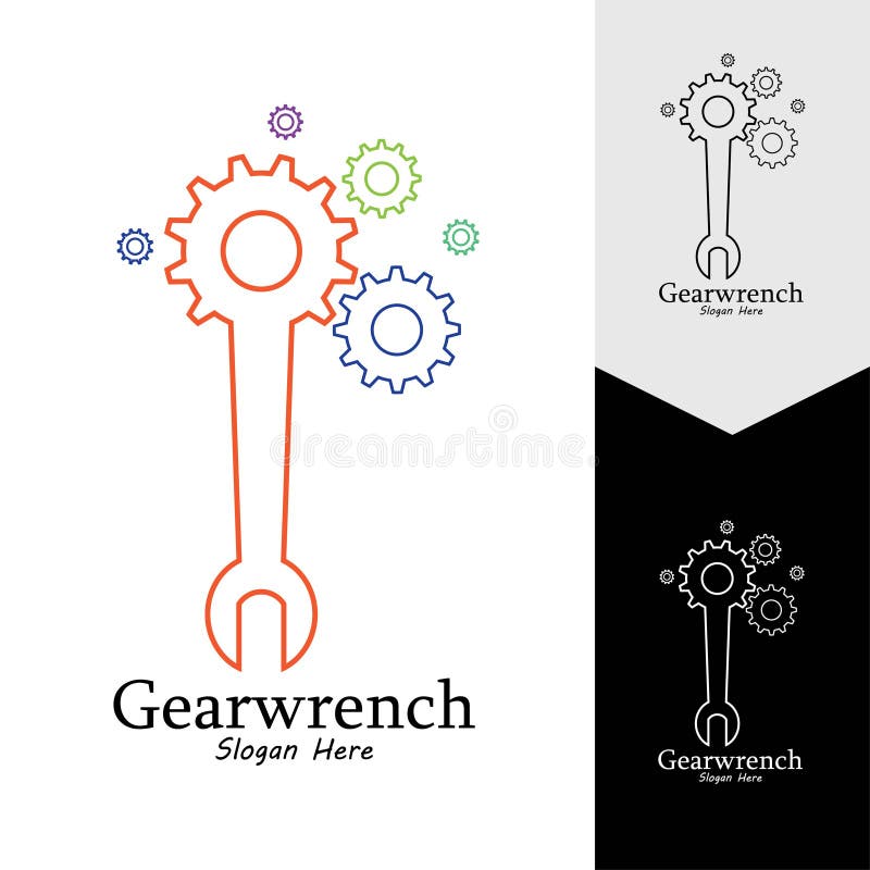 Gearwrench Vector Icon Background Template Stock Vector Illustration
