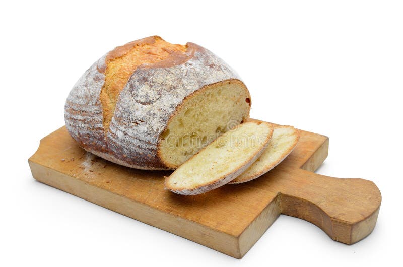 Gebakken vers brood op witte achtergrond stock foto's