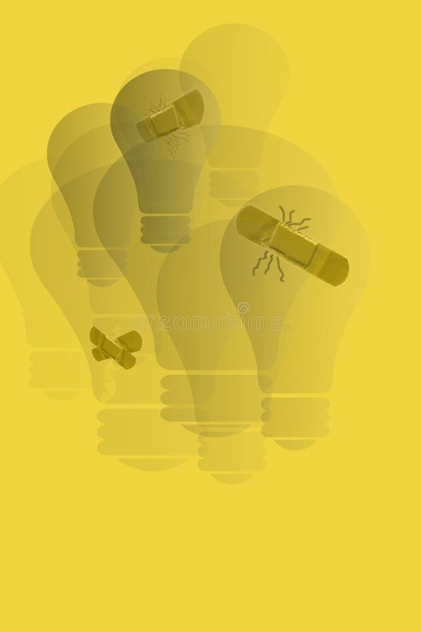 Gebarsten of Gebroken Gloeilampen stock illustratie Gebarsten of Gebroken Gloeilampen stock illustratie