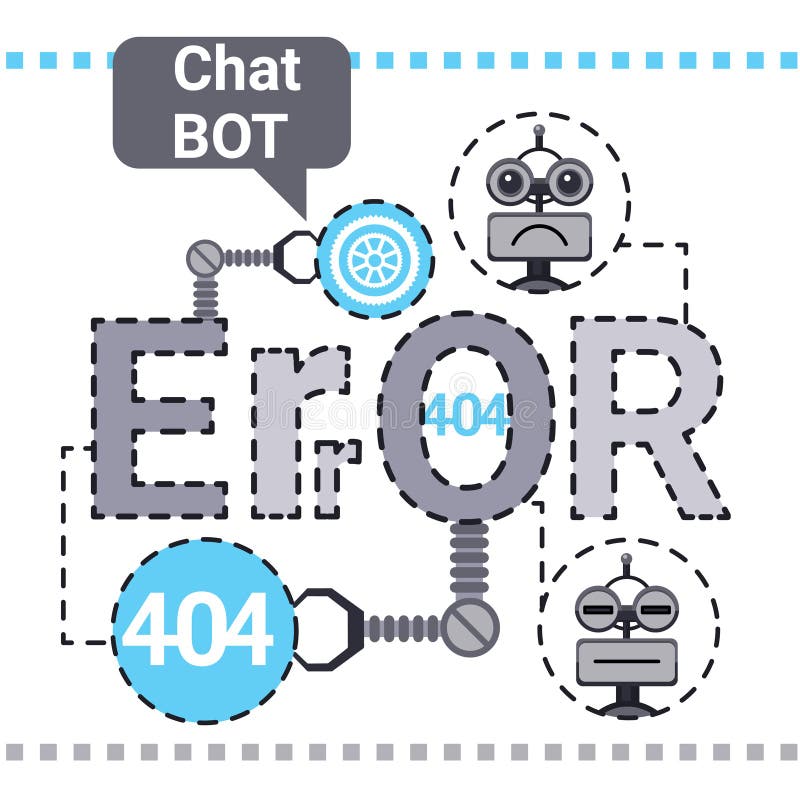 Geben Sie Chat Bot-Festlegungs-Fehler, Roboter-virtuelles Unterstützungs-Element von Website oder bewegliche Anwendungen, künstli vektor abbildung
