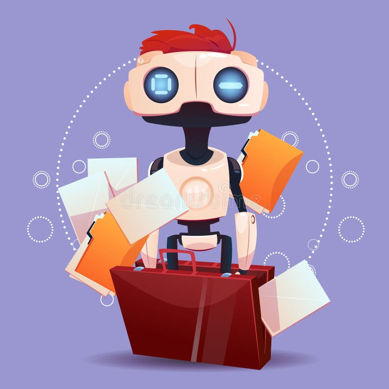 Geben Sie Chat Bot, Roboter-virtuelles Unterstützungs-Element von Website oder bewegliche Anwendungen, künstliche Intelligenz-Kon stock abbildung